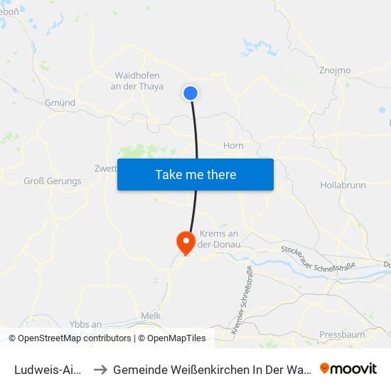 Ludweis-Aigen to Gemeinde Weißenkirchen In Der Wachau map