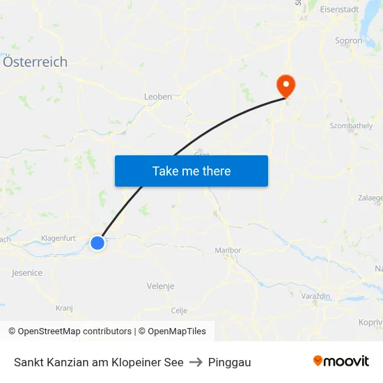 Sankt Kanzian am Klopeiner See to Pinggau map
