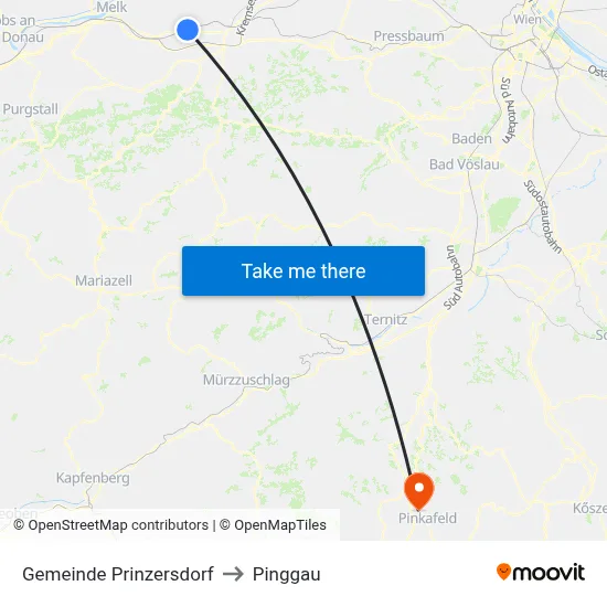 Gemeinde Prinzersdorf to Pinggau map