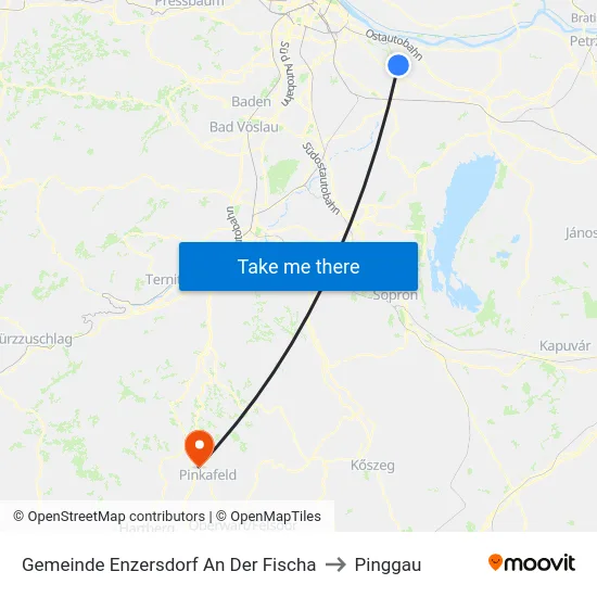 Gemeinde Enzersdorf An Der Fischa to Pinggau map