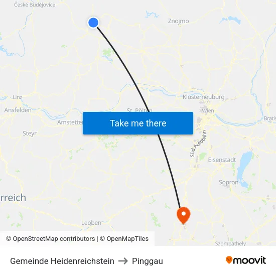 Gemeinde Heidenreichstein to Pinggau map