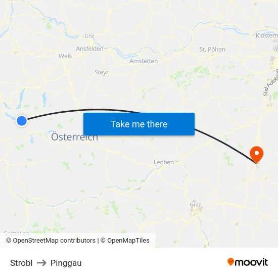 Strobl to Pinggau map