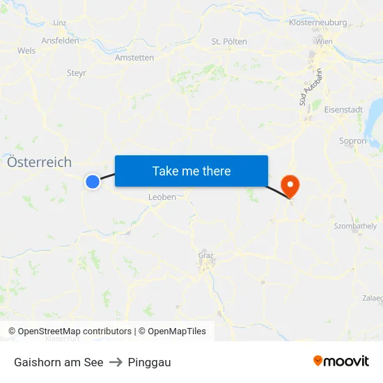 Gaishorn am See to Pinggau map