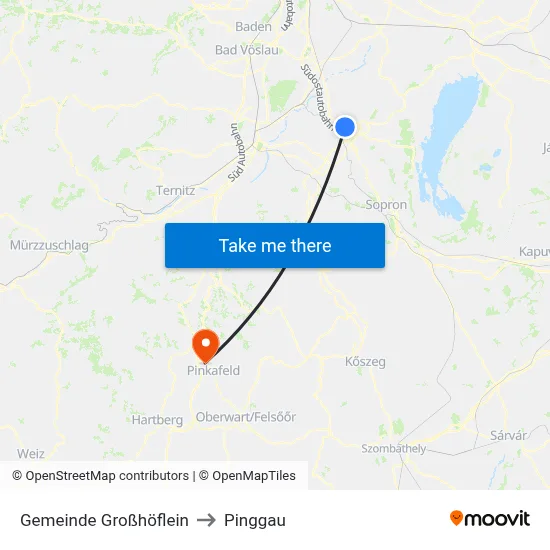 Gemeinde Großhöflein to Pinggau map