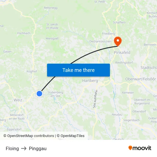 Floing to Pinggau map