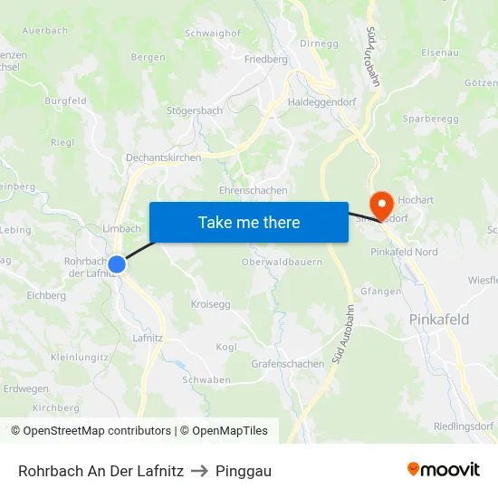 Rohrbach An Der Lafnitz to Pinggau map