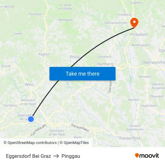Eggersdorf Bei Graz to Pinggau map