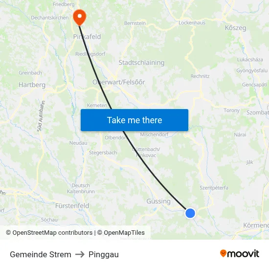 Gemeinde Strem to Pinggau map