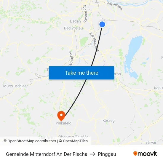 Gemeinde Mitterndorf An Der Fischa to Pinggau map