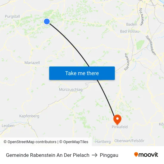 Gemeinde Rabenstein An Der Pielach to Pinggau map