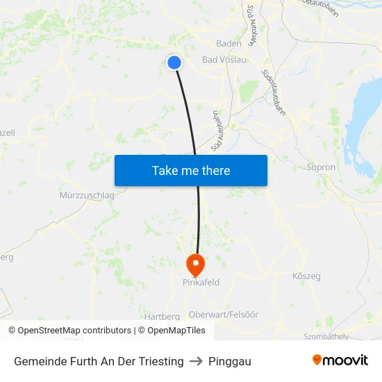 Gemeinde Furth An Der Triesting to Pinggau map