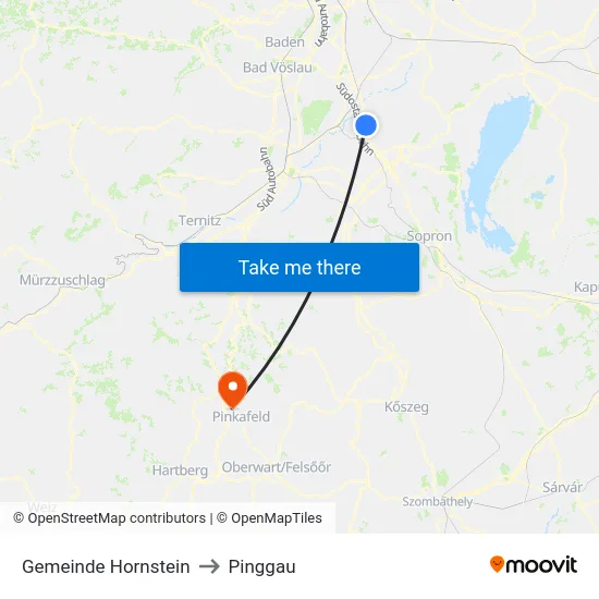 Gemeinde Hornstein to Pinggau map