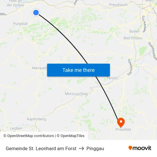 Gemeinde St. Leonhard am Forst to Pinggau map