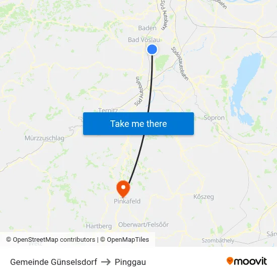 Gemeinde Günselsdorf to Pinggau map