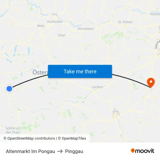 Altenmarkt Im Pongau to Pinggau map