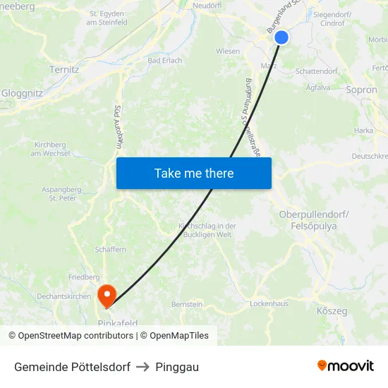 Gemeinde Pöttelsdorf to Pinggau map