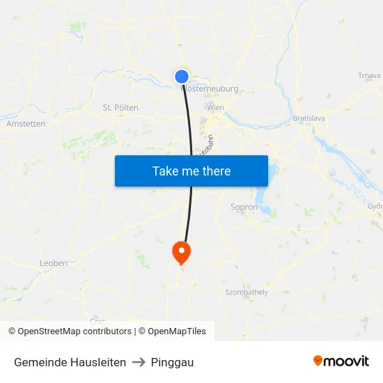 Gemeinde Hausleiten to Pinggau map