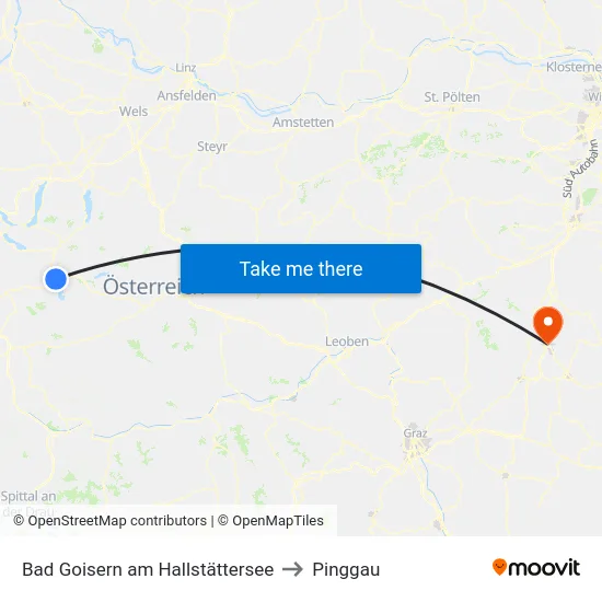 Bad Goisern am Hallstättersee to Pinggau map