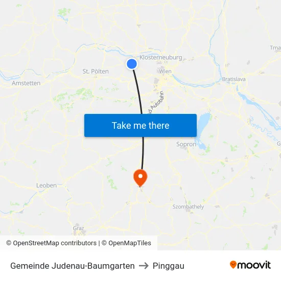 Gemeinde Judenau-Baumgarten to Pinggau map