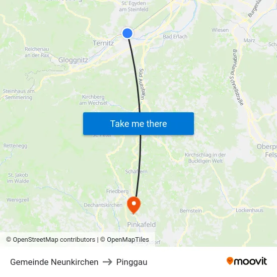 Gemeinde Neunkirchen to Pinggau map