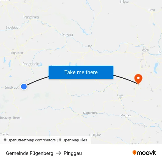 Gemeinde Fügenberg to Pinggau map