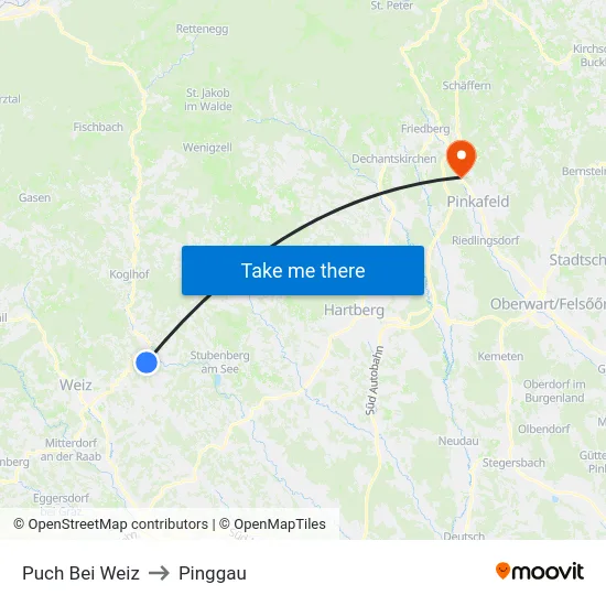 Puch Bei Weiz to Pinggau map