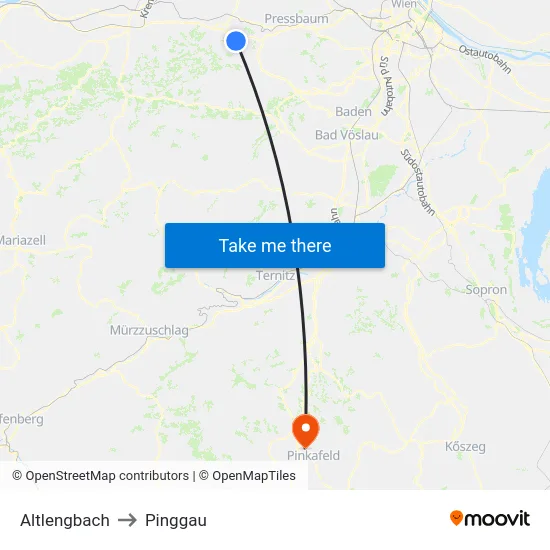 Altlengbach to Pinggau map