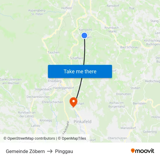 Gemeinde Zöbern to Pinggau map