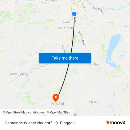 Gemeinde Wiener Neudorf to Pinggau map