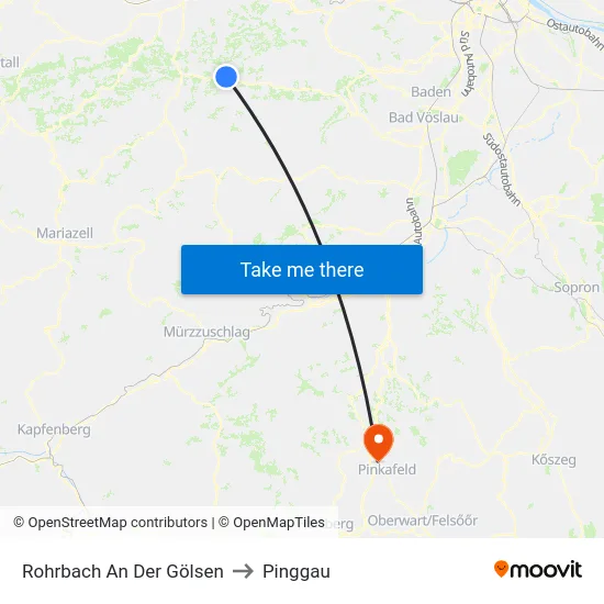 Rohrbach An Der Gölsen to Pinggau map