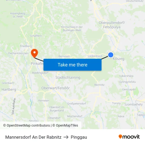 Mannersdorf An Der Rabnitz to Pinggau map