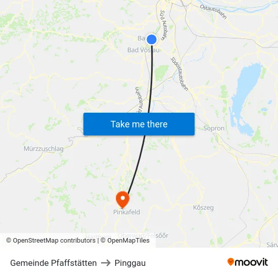 Gemeinde Pfaffstätten to Pinggau map