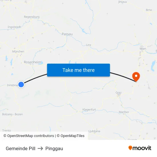 Gemeinde Pill to Pinggau map