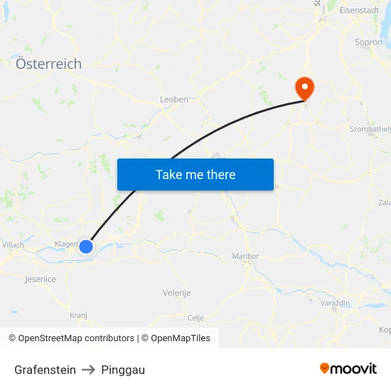 Grafenstein to Pinggau map