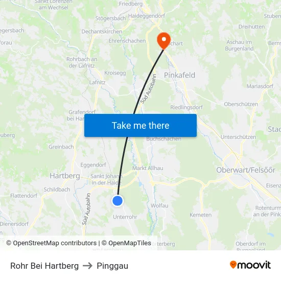 Rohr Bei Hartberg to Pinggau map