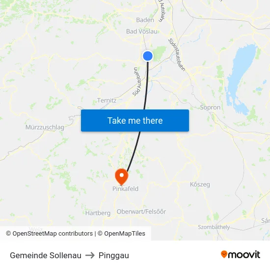 Gemeinde Sollenau to Pinggau map