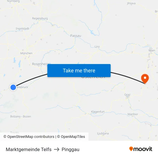 Marktgemeinde Telfs to Pinggau map