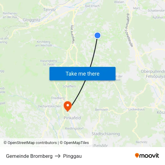 Gemeinde Bromberg to Pinggau map