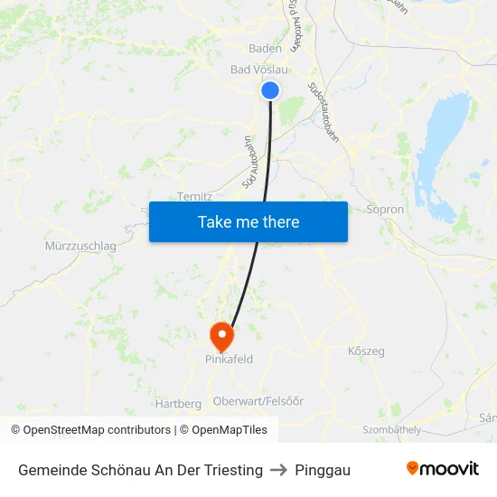 Gemeinde Schönau An Der Triesting to Pinggau map