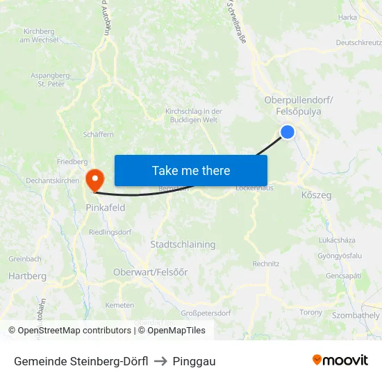 Gemeinde Steinberg-Dörfl to Pinggau map