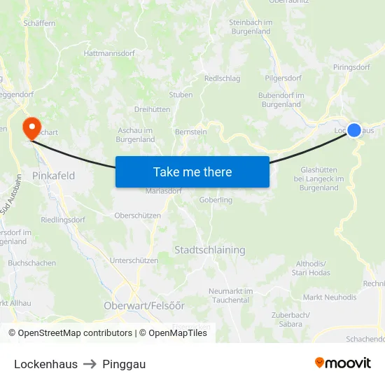 Lockenhaus to Pinggau map