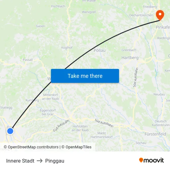 Innere Stadt to Pinggau map