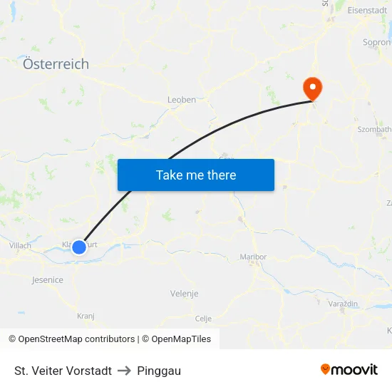St. Veiter Vorstadt to Pinggau map