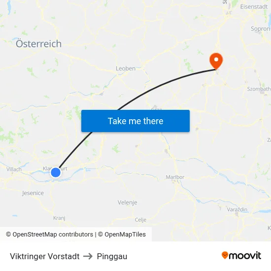 Viktringer Vorstadt to Pinggau map