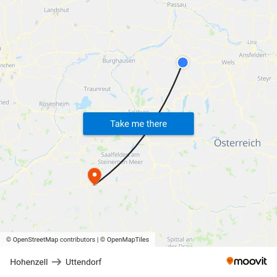 Hohenzell to Uttendorf map