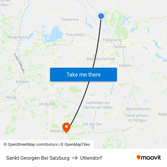 Sankt Georgen Bei Salzburg to Uttendorf map