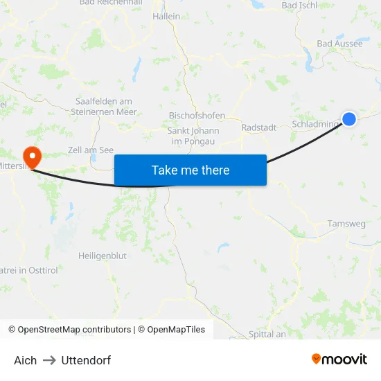 Aich to Uttendorf map