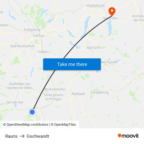 Rauris to Gschwandt map