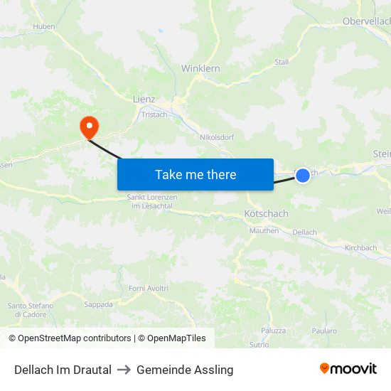 Dellach Im Drautal to Gemeinde Assling map