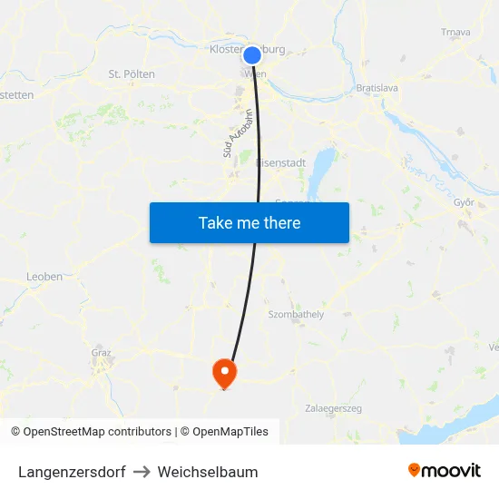 Langenzersdorf to Weichselbaum map